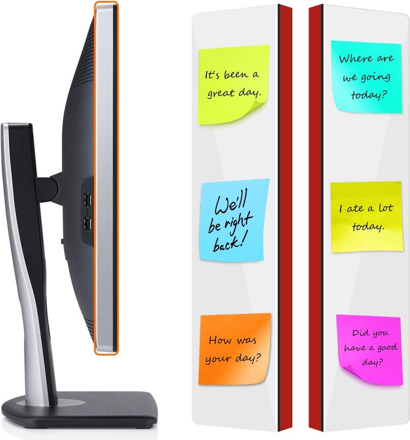 FaitAtten 2-Pack Large Frameless Monitor Sticky Note Boards - Screen Memo Board for Edgeless Monitors, 13.6 X 3.6 Inch Home Office Computer Memo Holder - Image 1